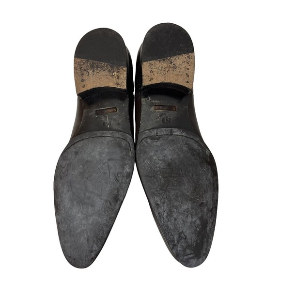 Gucci Men Shoes Brown Leather Sz 8.5 Loafer Slip On Horsebit Wingtip Italy - Picture 7 of 12